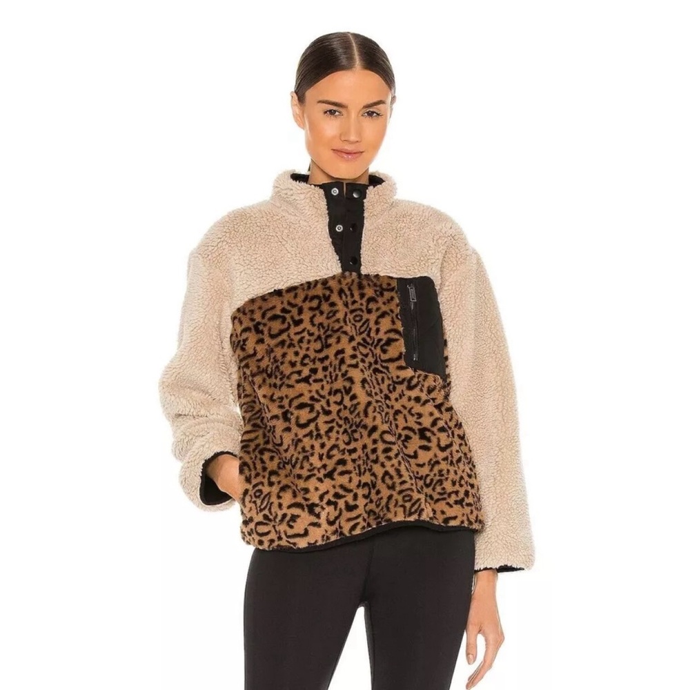 Rails Saga Leopard Print Faux Shearling Pullover … - image 1